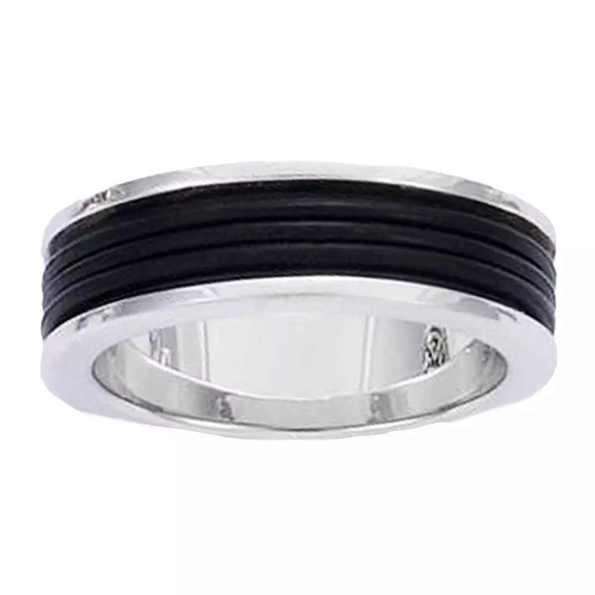 les trésors de lily Anneau Argent 'Enzo' noir argenté (rhodié) 6 mm [G8796]