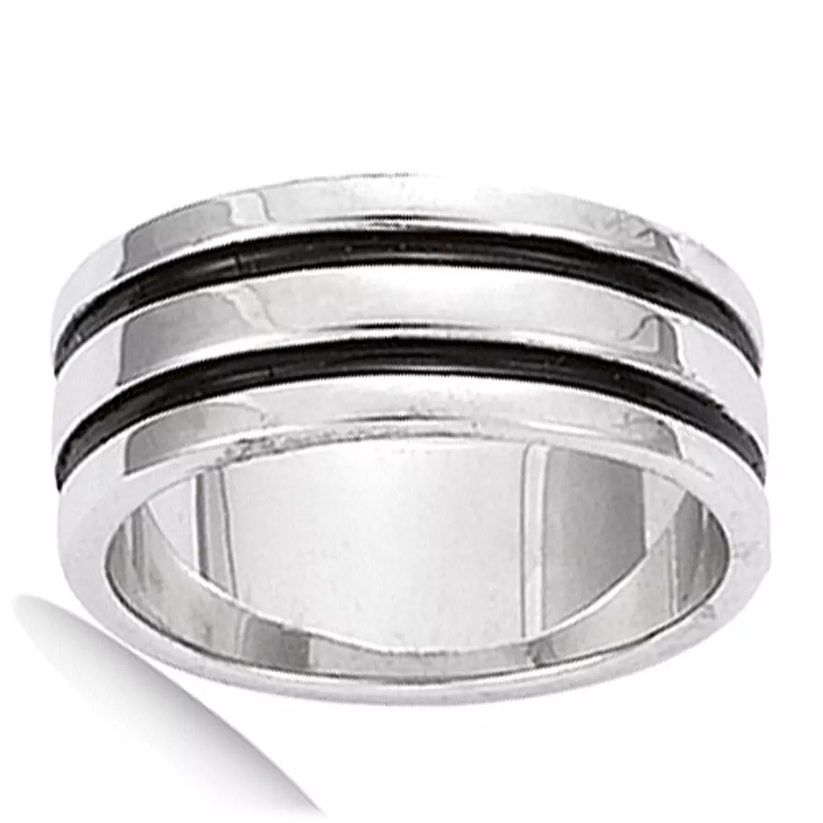les trésors de lily Anneau Argent 'Enzo' noir argenté (rhodié) 8 mm [I3667]