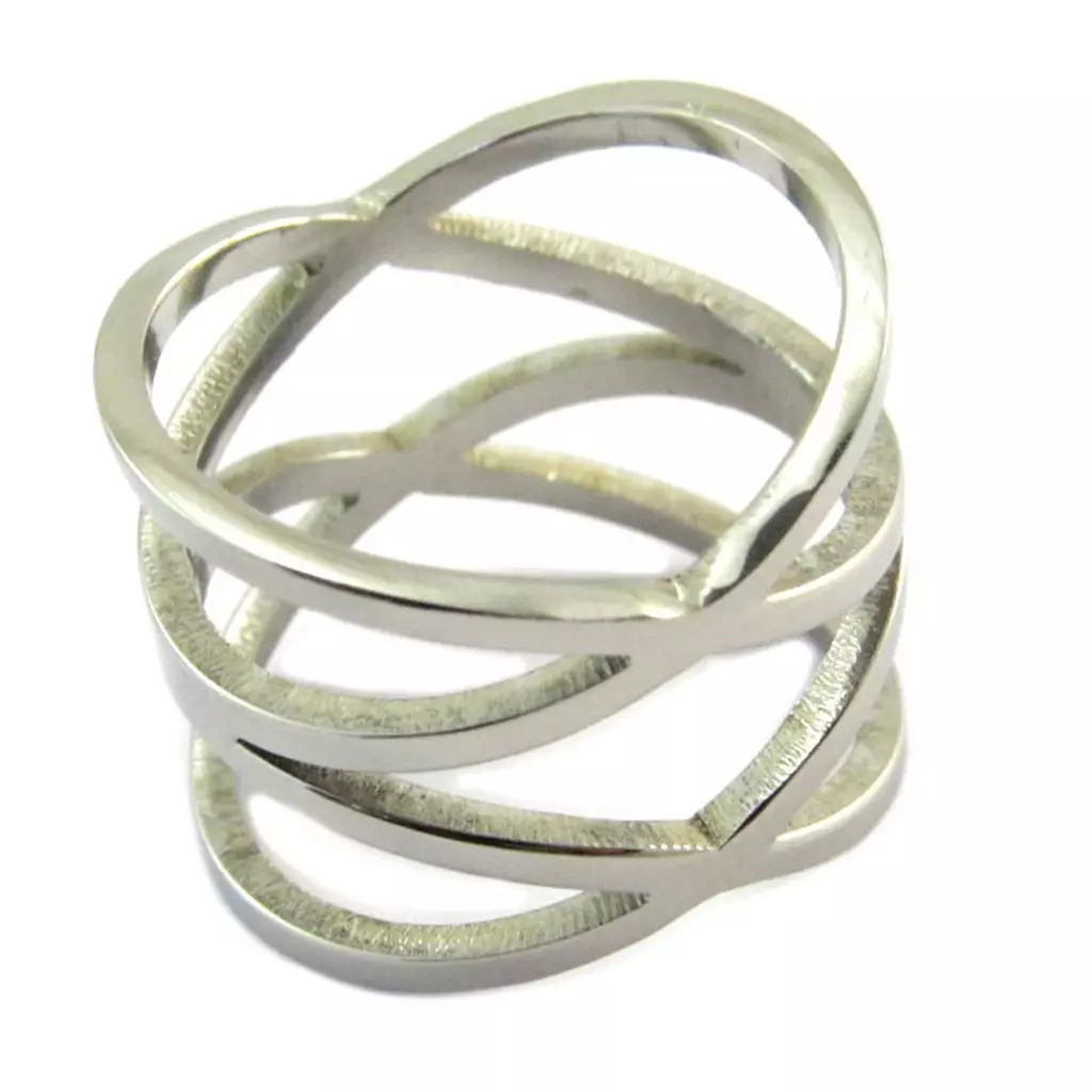 Les Trésors De Lily Bague Acier 'Chorégraphie' Argenté 18 Mm [P4856]