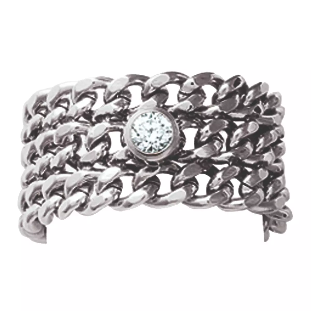 les trésors de lily Bague acier 'Chorégraphie' blanc argenté 10 mm [I4697]