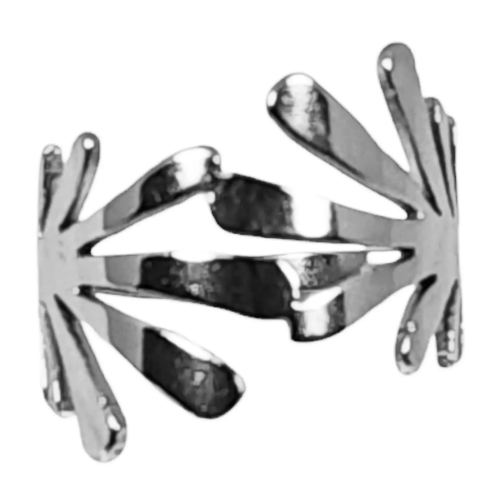 les trésors de lily Bague acier 'Cléopatra' argenté 18 mm (feuilles) [S1300]