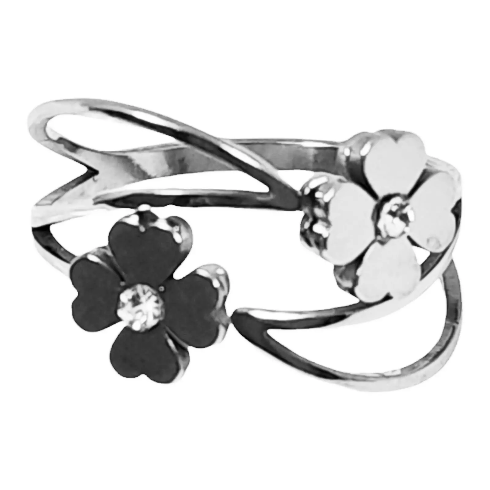 Les Trésors De Lily Bague Acier 'Cléopatra' Blanc Argenté 13 Mm (fleur) [S1299]