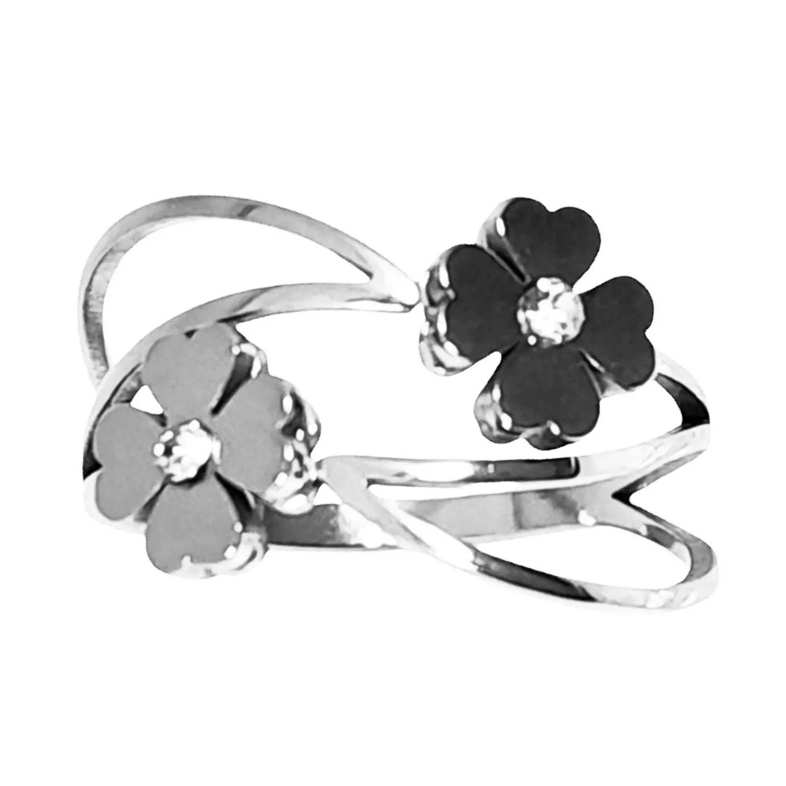 Les Trésors De Lily Bague Acier 'Cléopatra' Blanc Argenté 13 Mm (fleur) [S1299]