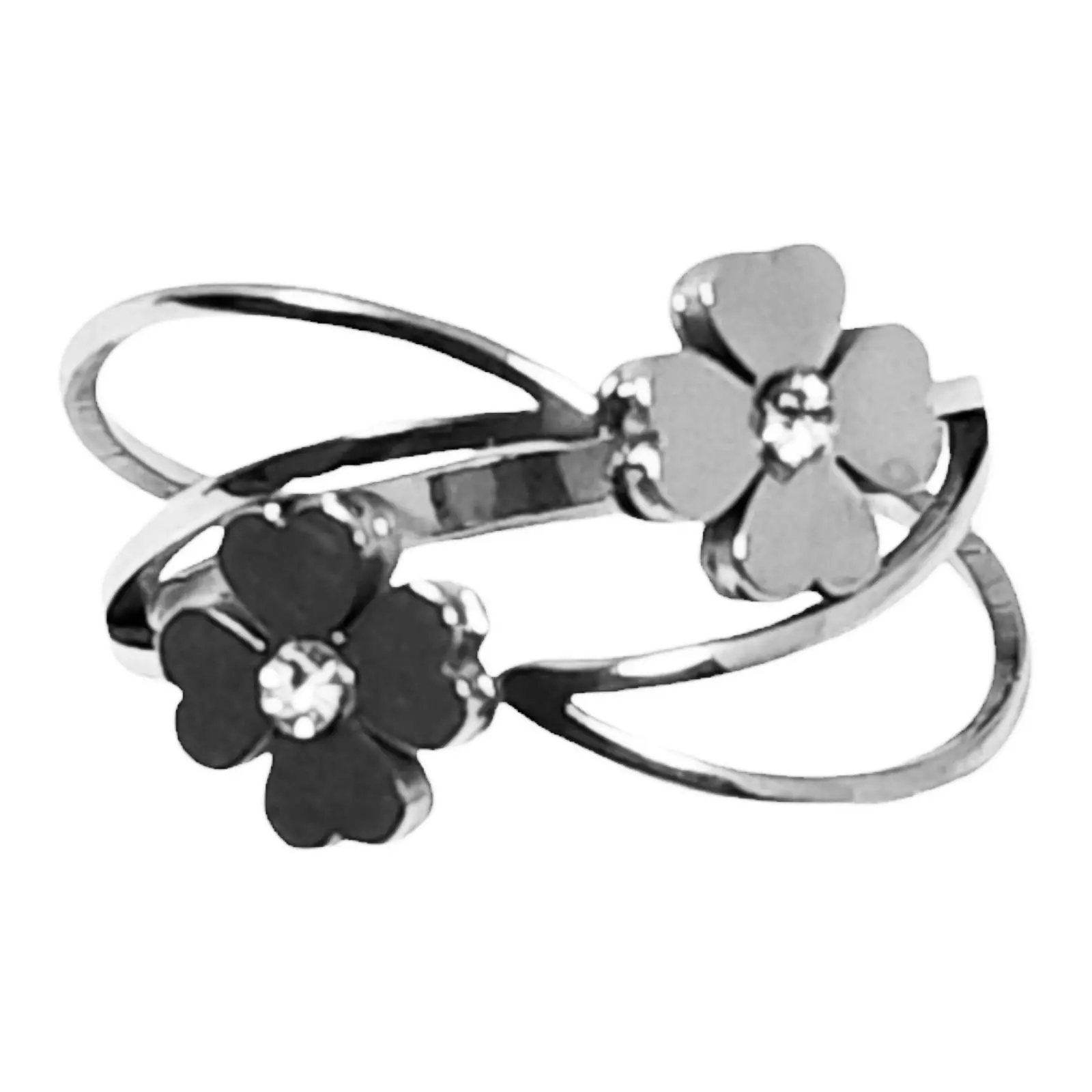 Les Trésors De Lily Bague Acier 'Cléopatra' Blanc Argenté 13 Mm (fleur) [S1299]