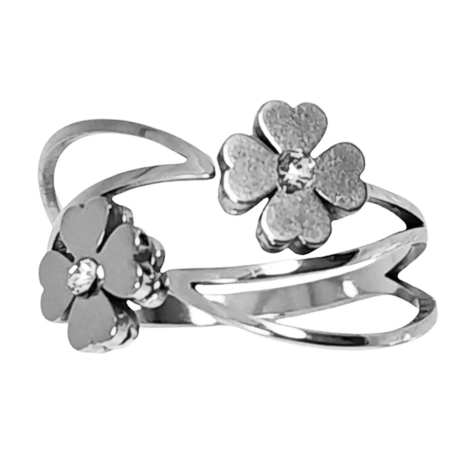 les trésors de lily Bague acier 'Cléopatra' blanc argenté 13 mm (fleur) [S1299]