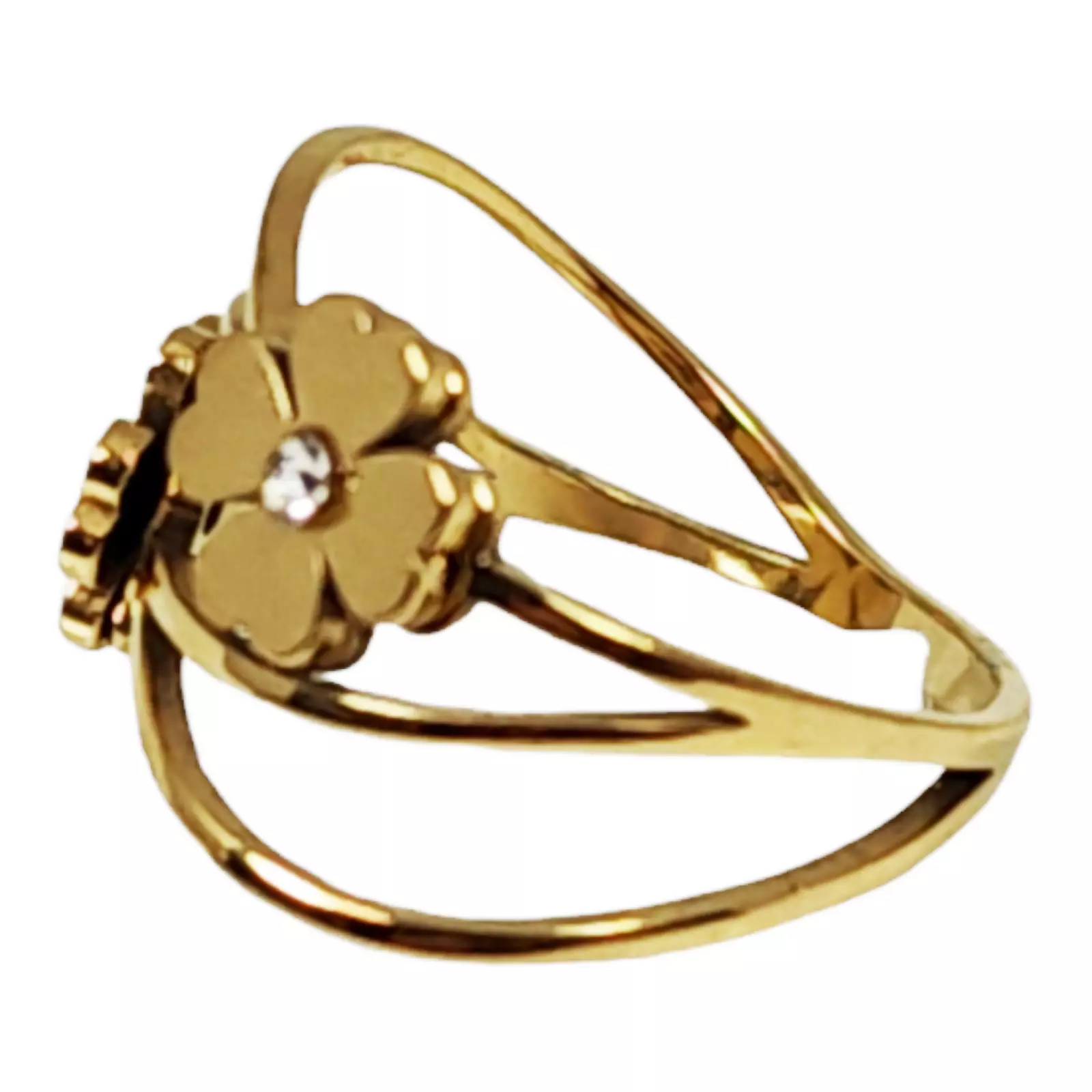 Les Trésors De Lily Bague Acier 'Cléopatra' Blanc Doré 13 Mm (fleur) [S1298]