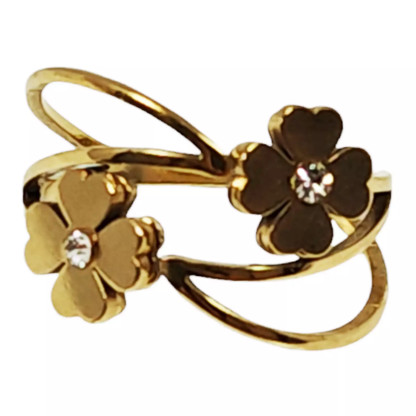Les Trésors De Lily Bague Acier 'Cléopatra' Blanc Doré 13 Mm (fleur) [S1298]