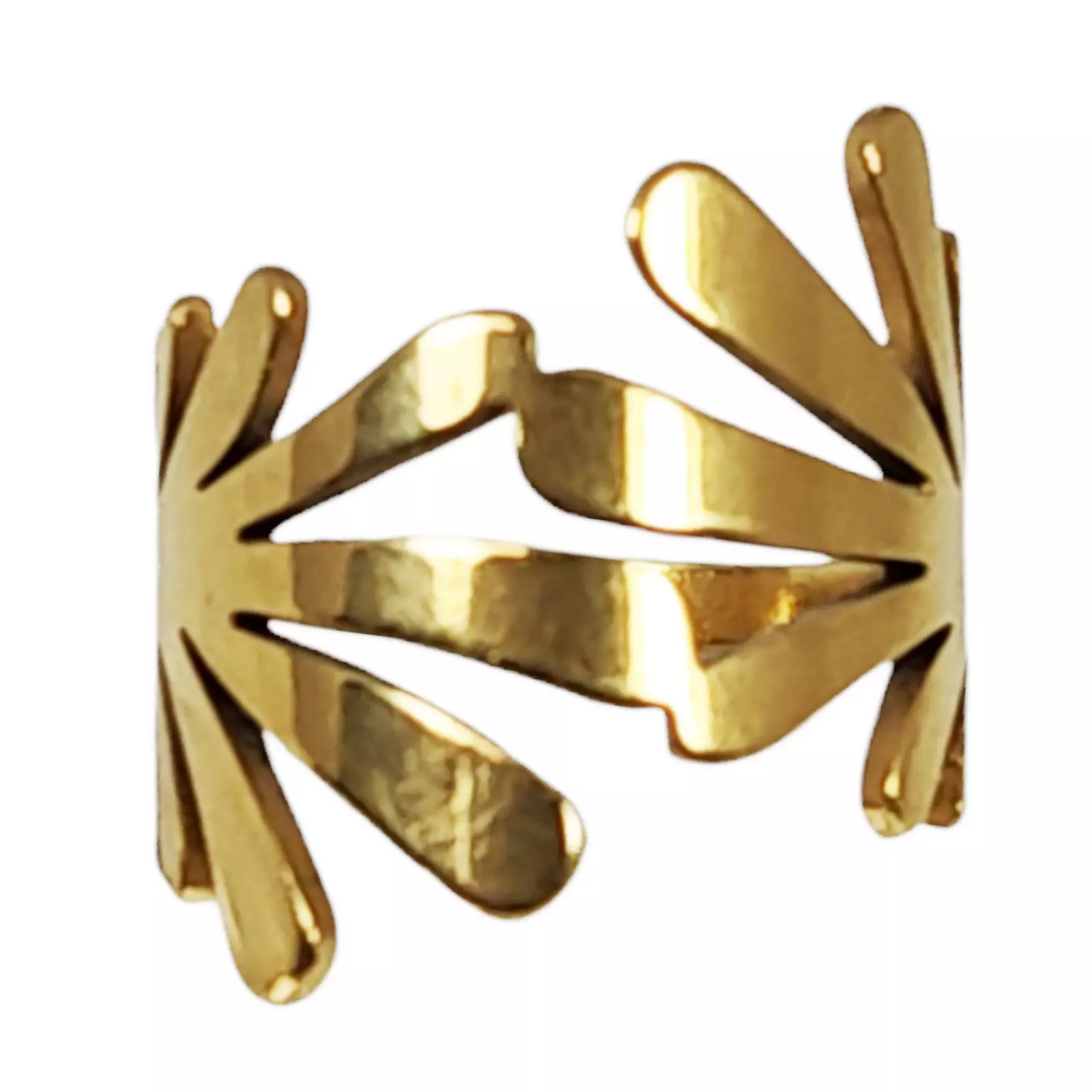 Les Trésors De Lily Bague Acier 'Cléopatra' Doré 18 Mm (feuilles) [S1301]