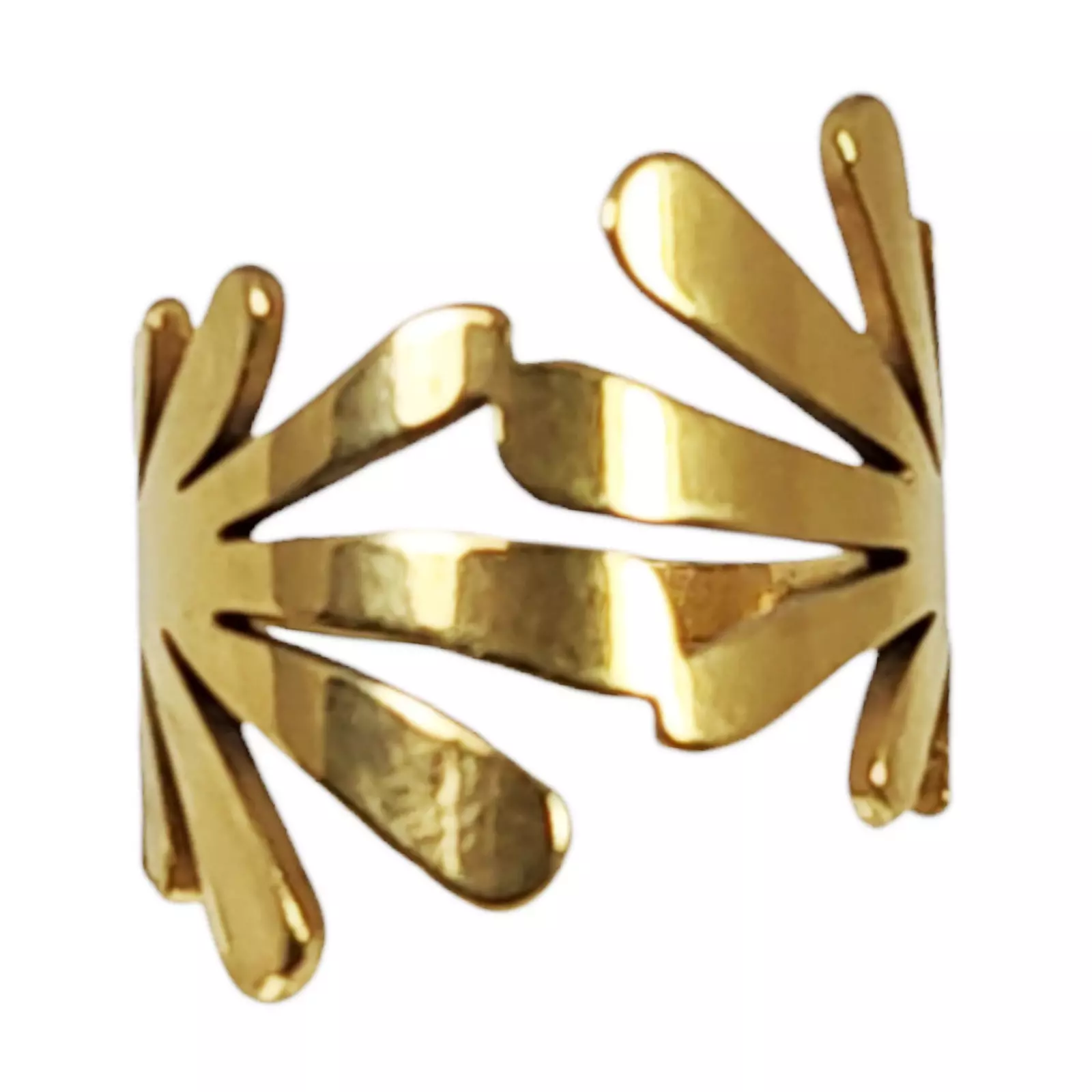 les trésors de lily Bague acier 'Cléopatra' doré 18 mm (feuilles) [S1301]