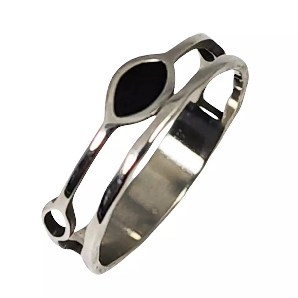 Les Trésors De Lily Bague Acier 'Cleopatra' Noir Argenté 6 Mm [S1283]
