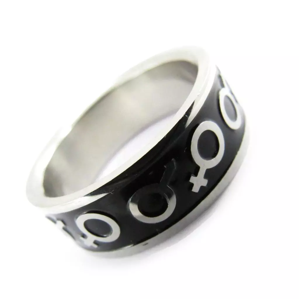 Les Trésors De Lily Bague Acier 'Homme Femme' Noir Acier [E4310]
