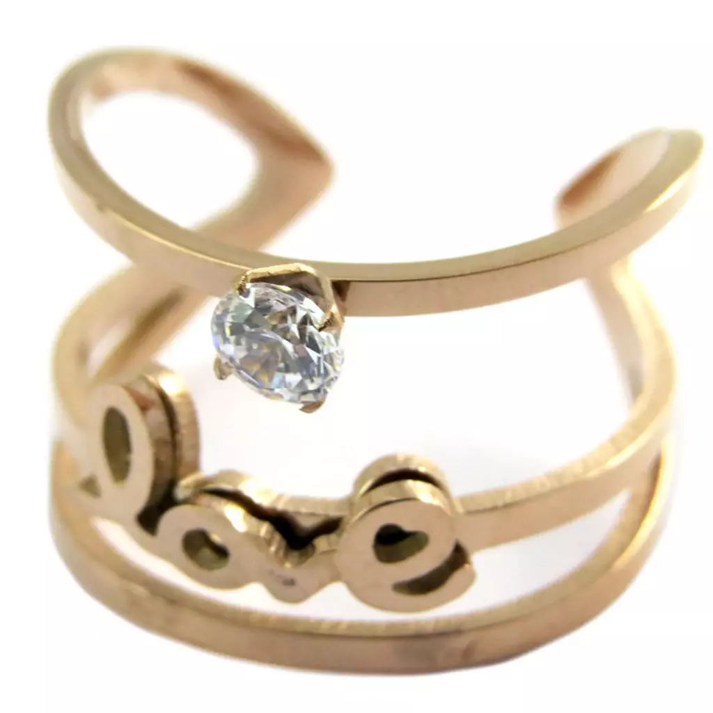 Les Trésors De Lily Bague Acier 'Love' Doré Rosé 16 Mm [P4858]