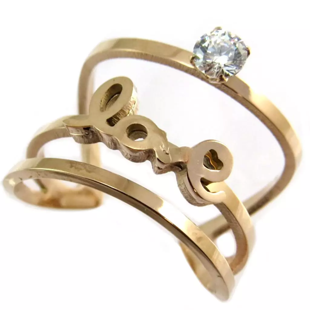 les trésors de lily Bague acier 'Love' doré rosé 16 mm [P4858]