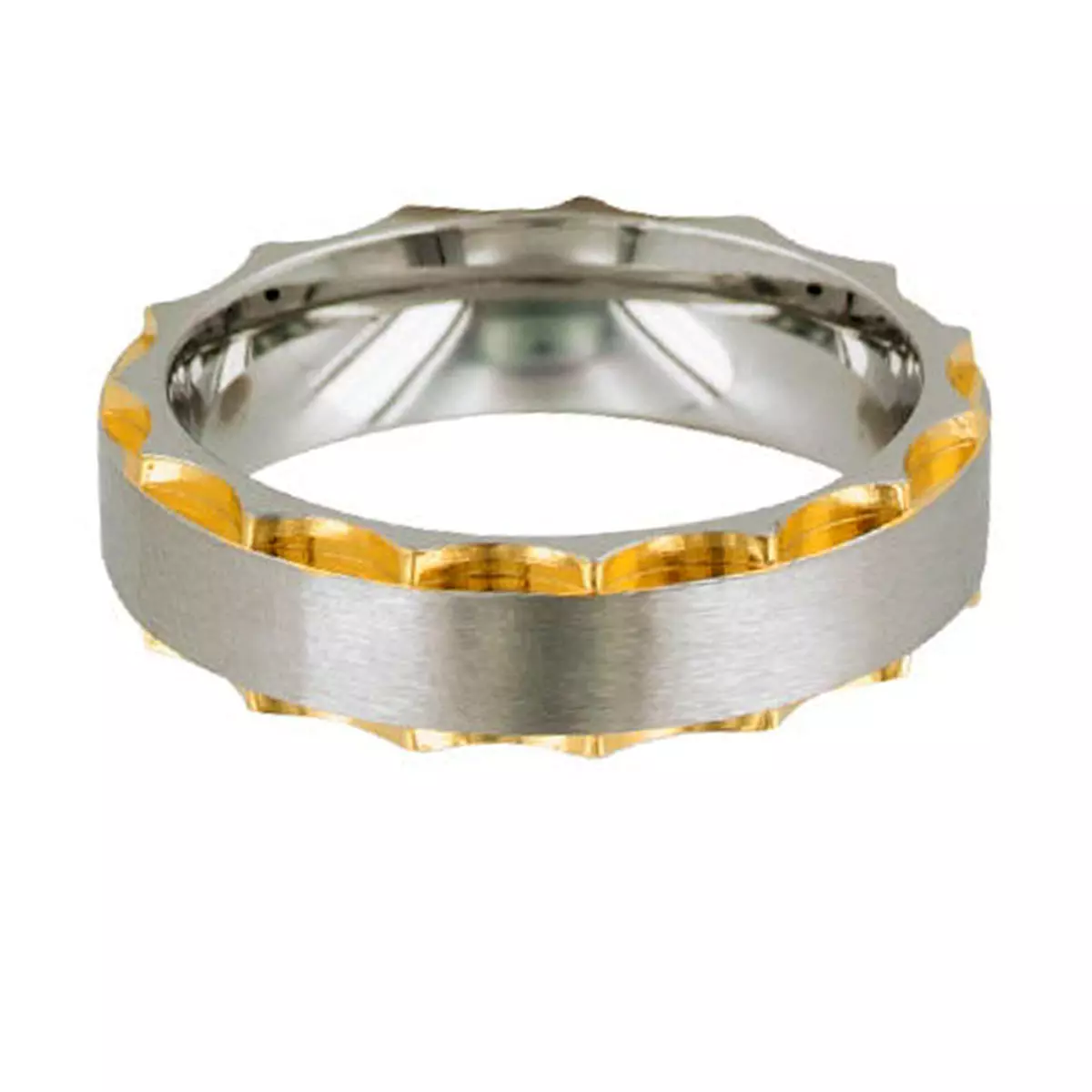 les trésors de lily Bague acier 'Peaceful' argenté doré 7 mm [R5135]