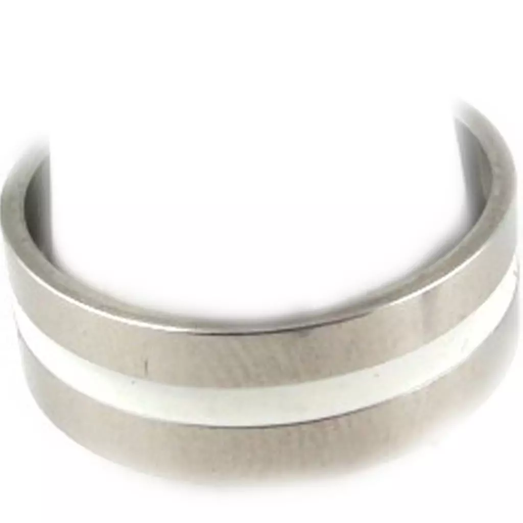 les trésors de lily Bague acier 'Peaceful' blanc argenté 7 mm [R8227]