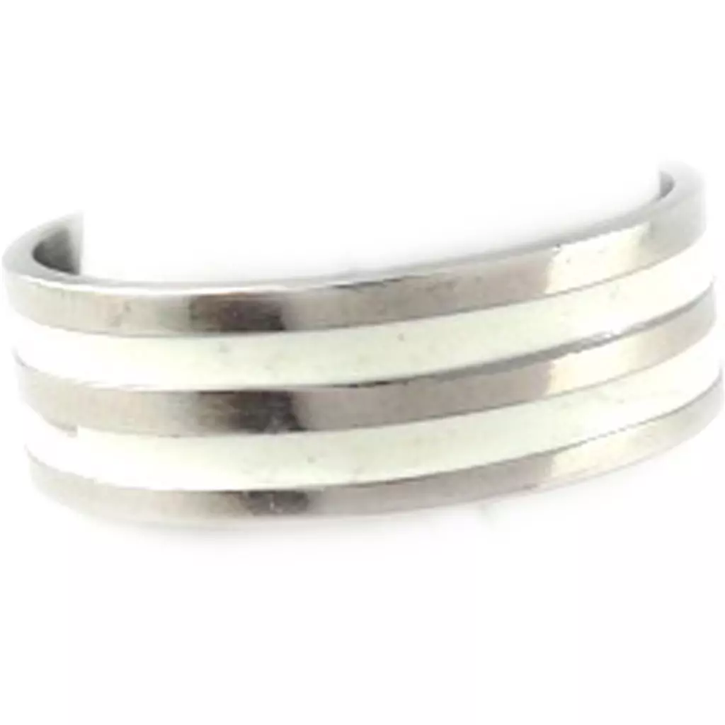les trésors de lily Bague acier 'Peaceful' blanc argenté 7 mm [R8233]