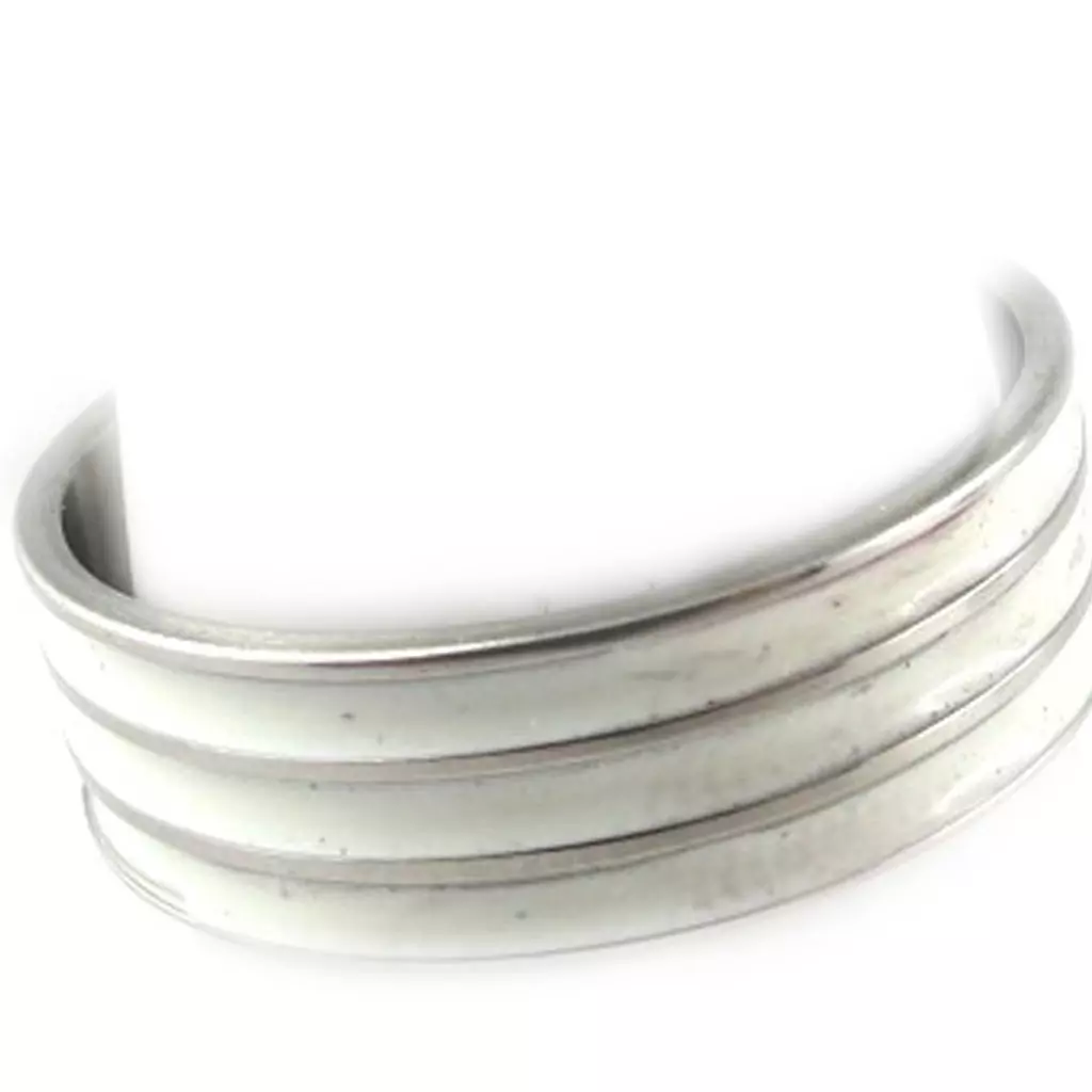 les trésors de lily Bague acier 'Peaceful' blanc argenté 7 mm [R8236]