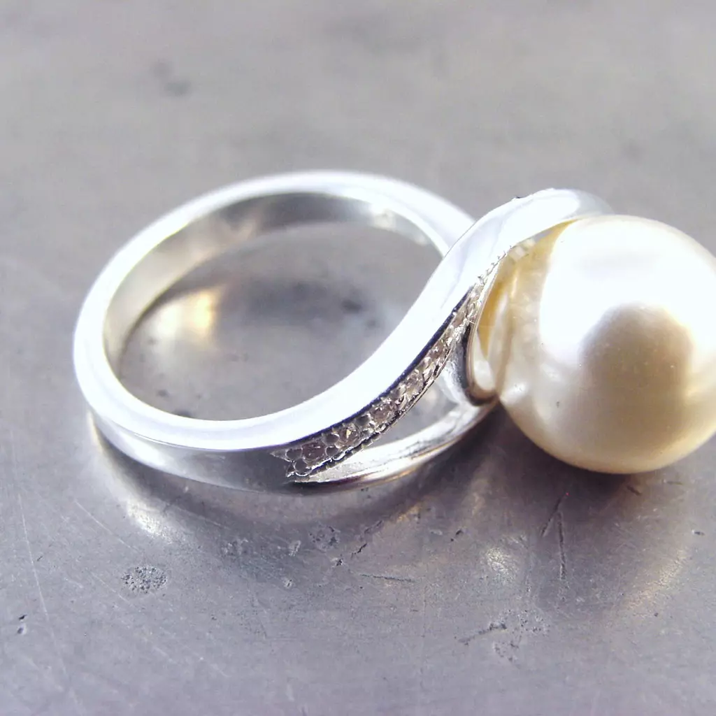 Les Trésors De Lily Bague Argent 'Pearl Beauty' Blanc Argenté 15 Mm [G1814]