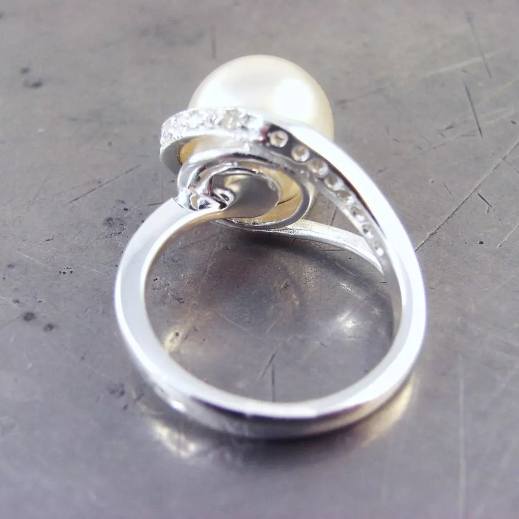 Les Trésors De Lily Bague Argent 'Pearl Beauty' Blanc Argenté 15 Mm [G1814]