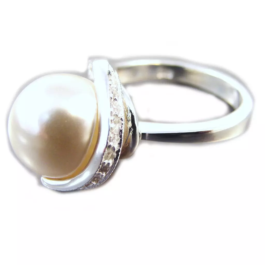les trésors de lily Bague Argent 'Pearl Beauty' Blanc argenté 15 mm [G1814]