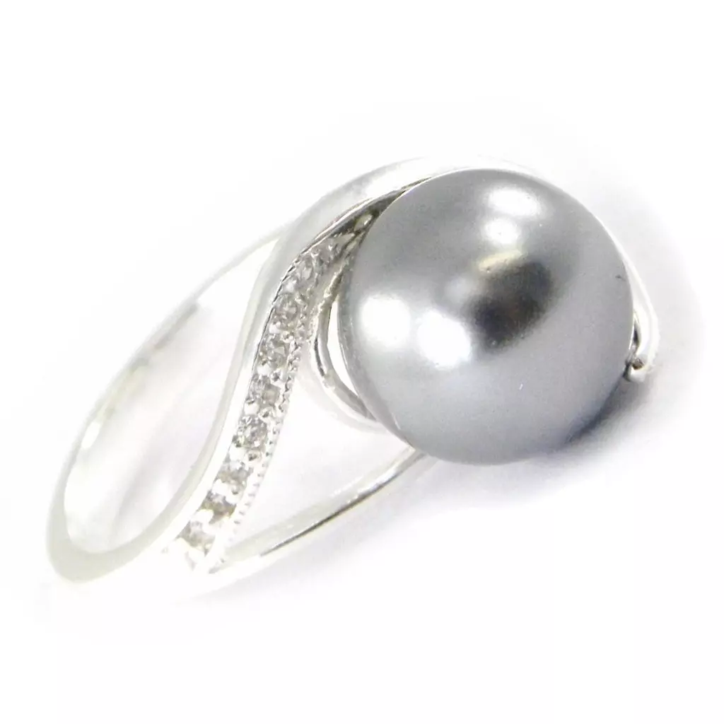 Les Trésors De Lily Bague Argent 'Pearl Beauty' Gris Argenté 15 Mm [G1816]