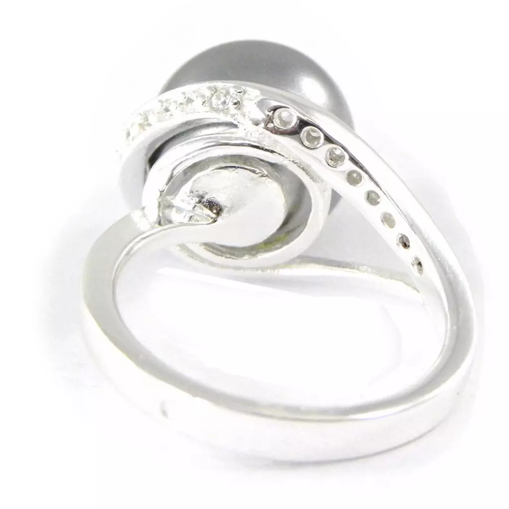 Les Trésors De Lily Bague Argent 'Pearl Beauty' Gris Argenté 15 Mm [G1816]