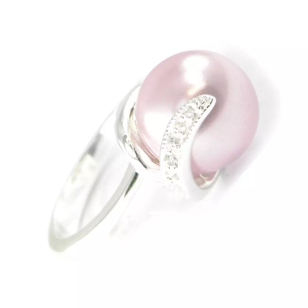 Les Trésors De Lily Bague Argent 'Pearl Beauty' Lavande Argenté 15 Mm [G1815]