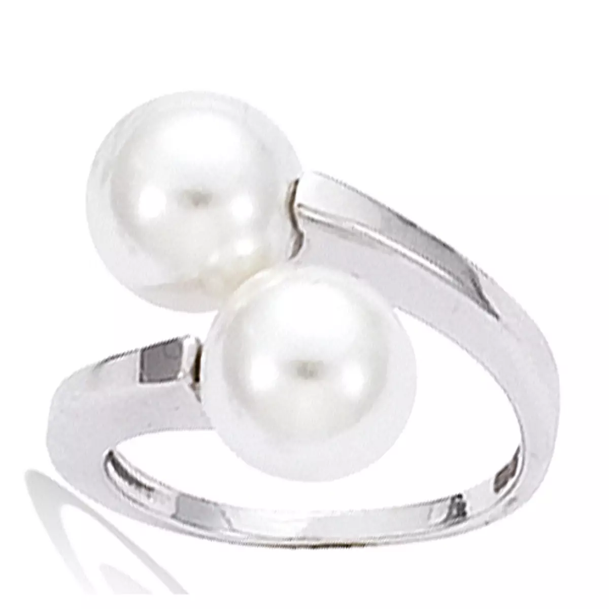 les trésors de lily Bague Argent 'Perla' blanc ivoire argenté (rhodié) 17x10 mm [J0888]