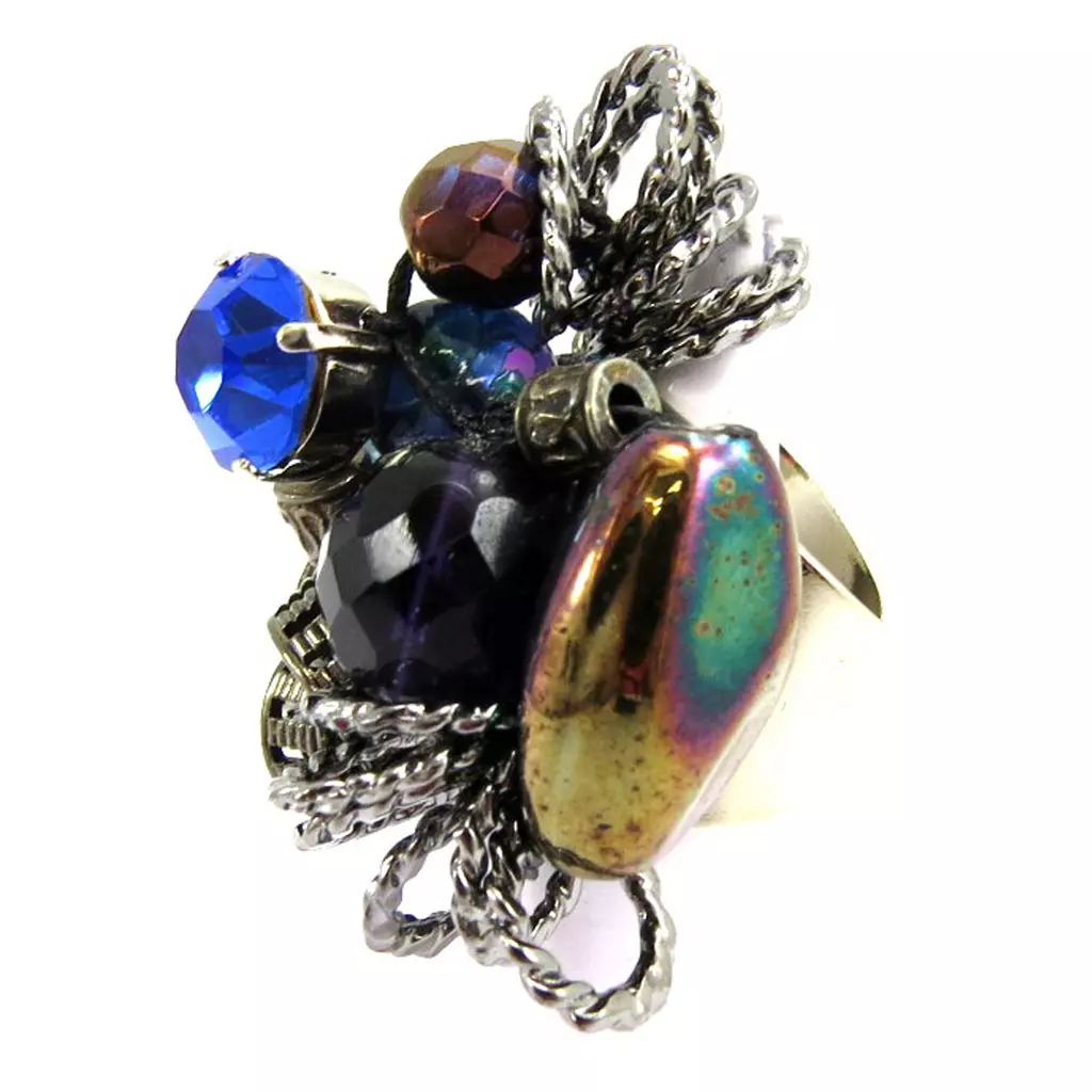 Les Trésors De Lily Bague Créateur 'Vénus' Bleu / Argenté [A9213]