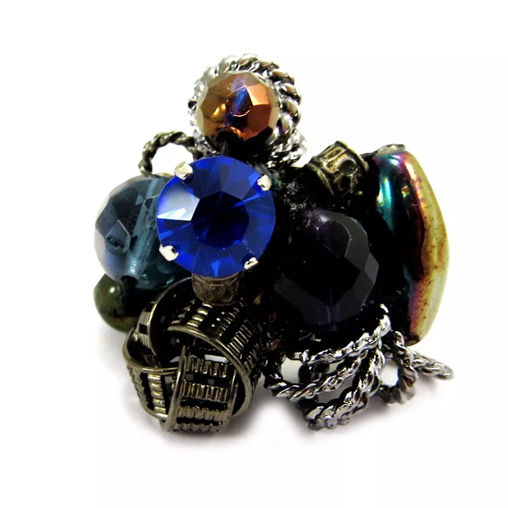 les trésors de lily Bague Créateur 'Vénus' Bleu / Argenté [A9213]