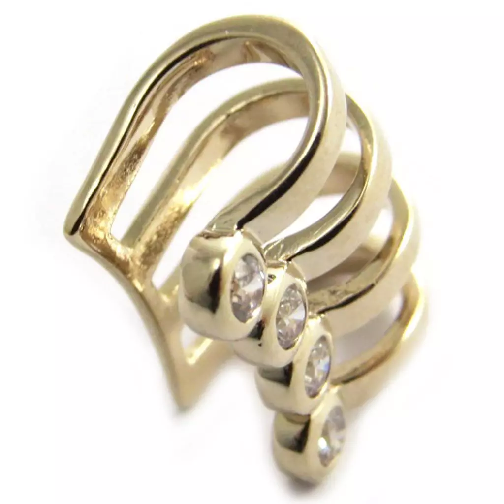 les trésors de lily Bague d'oreille 'Sissi' blanc doré (à l'unité) 15x6 mm [N2596]