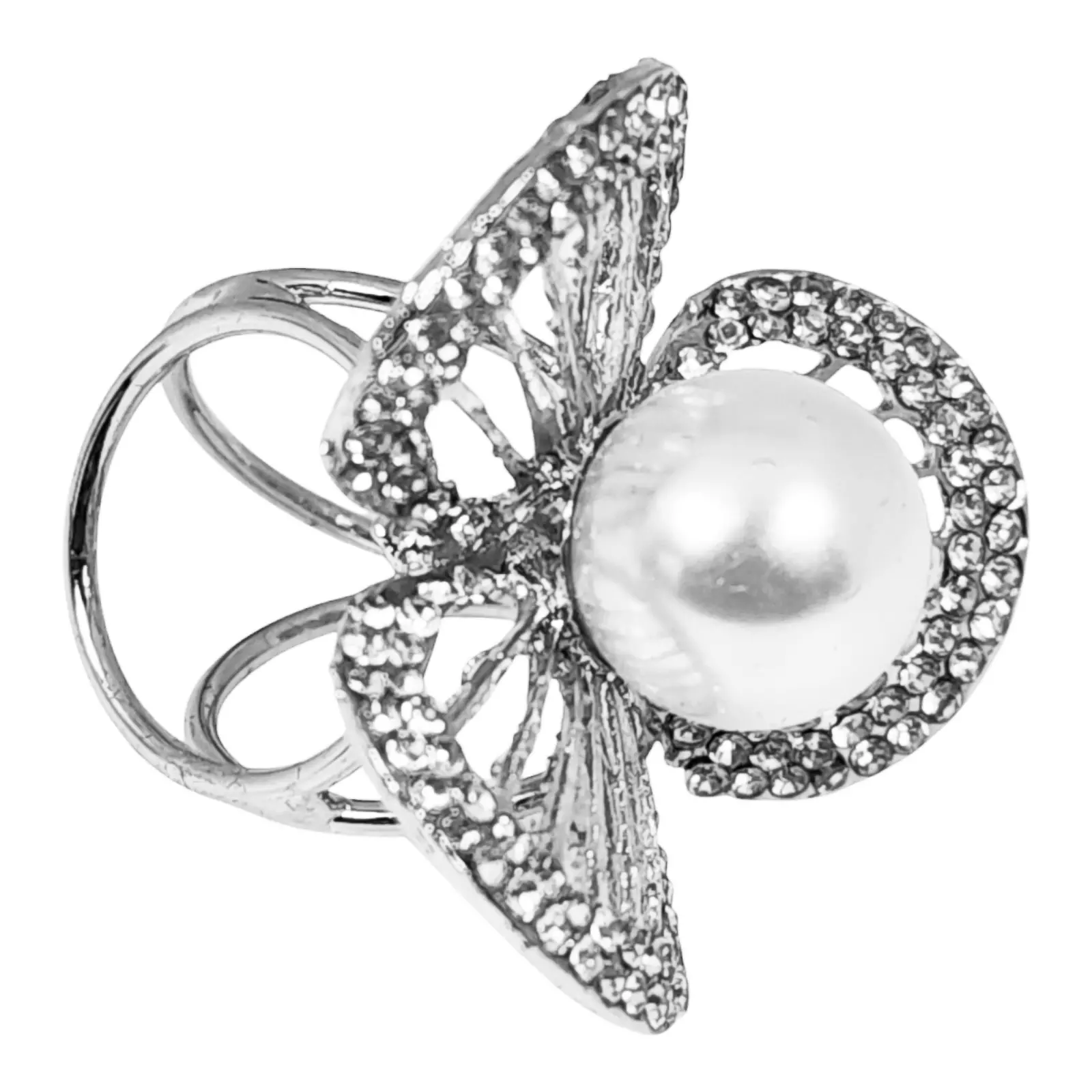 Les Trésors De Lily Bague De Foulard 'Arégonde' Blanc Argenté 35 Mm [S1423]