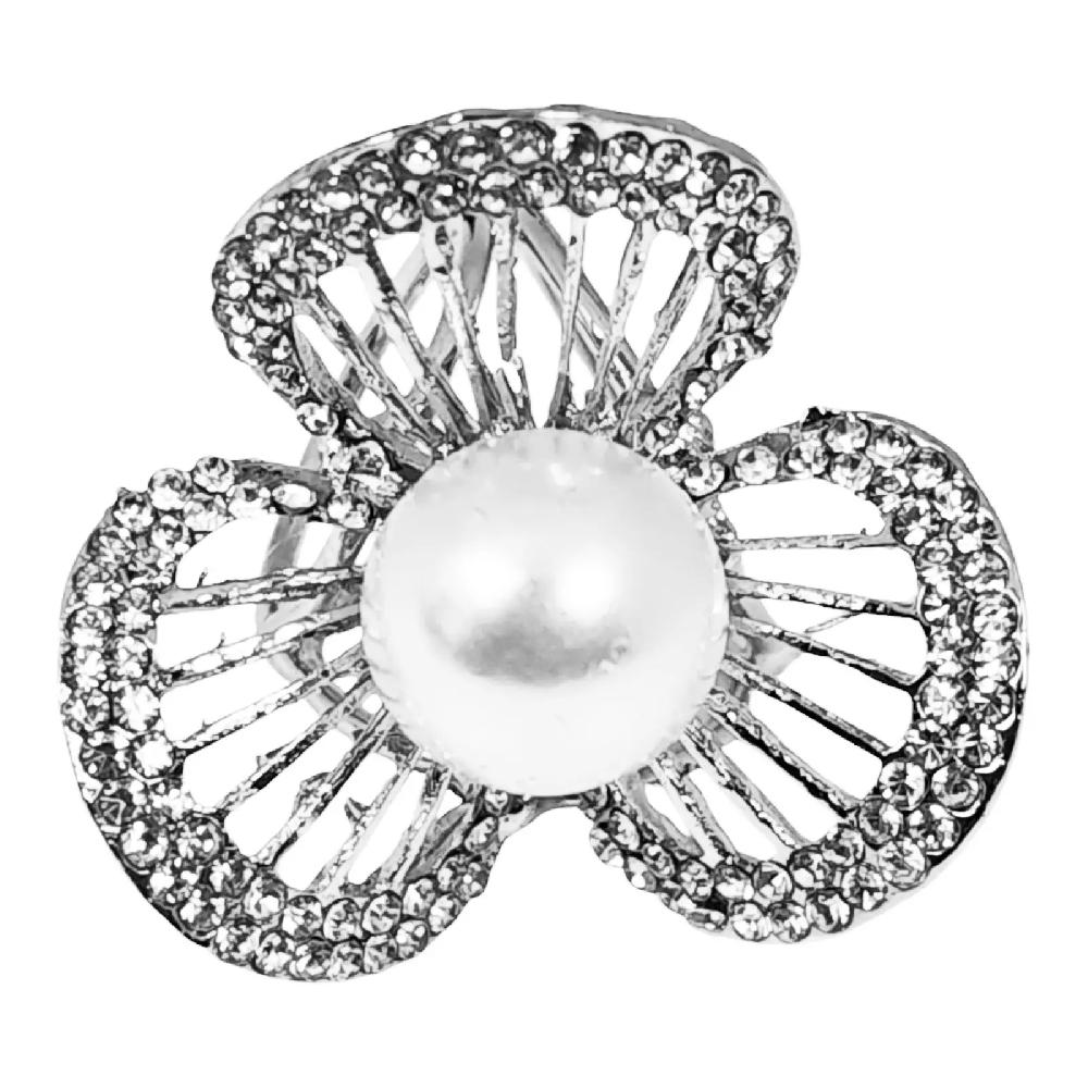 les trésors de lily Bague de Foulard 'Arégonde' blanc argenté 35 mm [S1423]