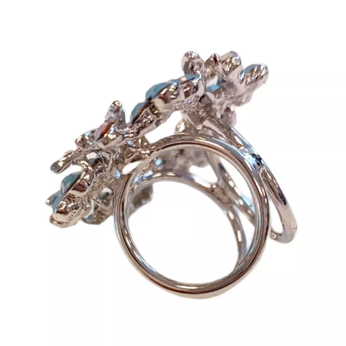 Les Trésors De Lily Bague De Foulard 'Sissi' Blanc Argenté 35 Mm [R9084]