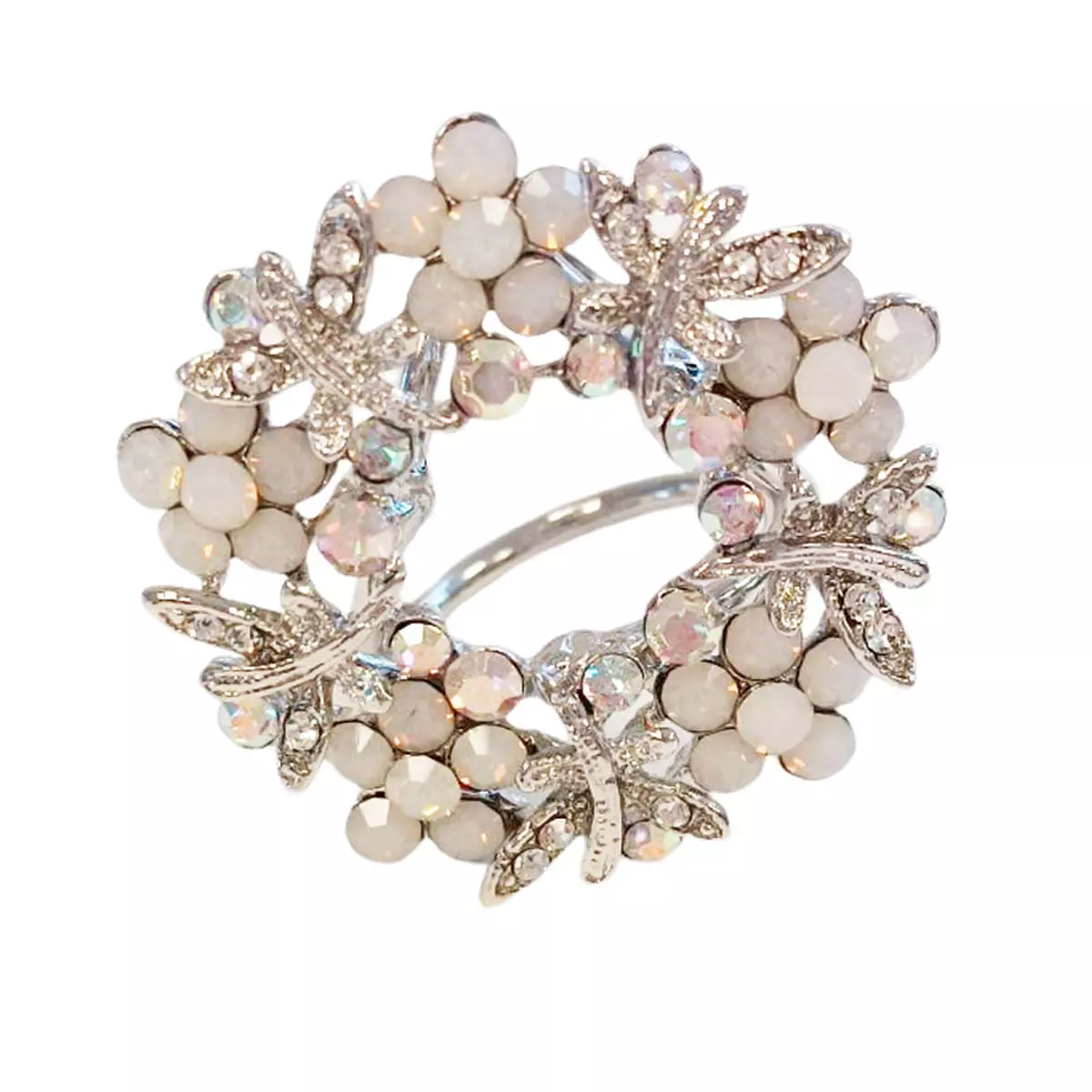 les trésors de lily Bague de Foulard 'Sissi' blanc argenté 35 mm [R9084]