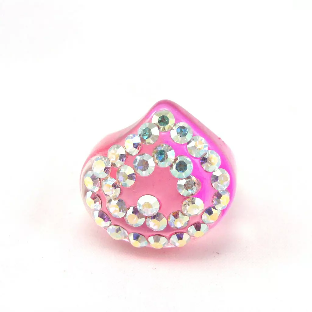 les trésors de lily Bague 'Illuminations' Coeur Rose [F2304]