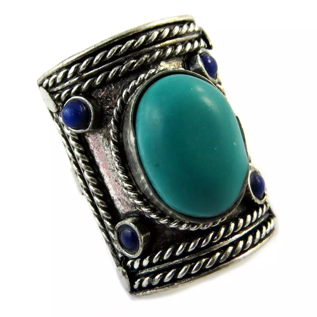 Les Trésors De Lily Bague 'Kilimanjaro' Vert Bleu Argenté [N5112]