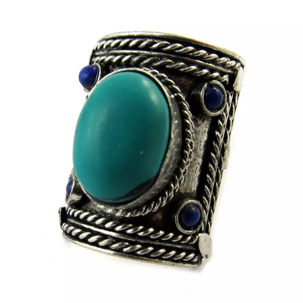 Les Trésors De Lily Bague 'Kilimanjaro' Vert Bleu Argenté [N5112]