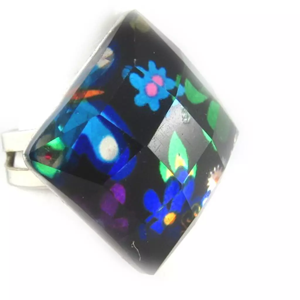 les trésors de lily Bague 'Liberty' tutti frutti 15x15 mm [R6945]