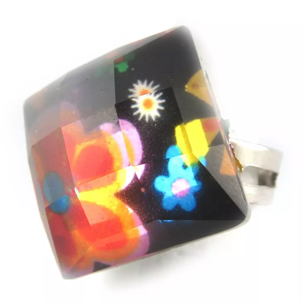les trésors de lily Bague 'Liberty' tutti frutti 15x15 mm [R6946]