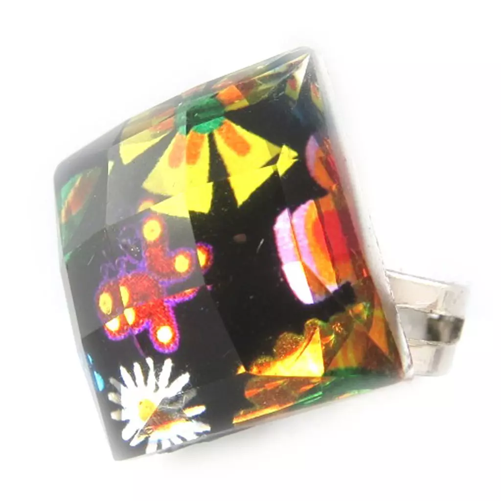 les trésors de lily Bague 'Liberty' tutti frutti 15x15 mm [R6947]