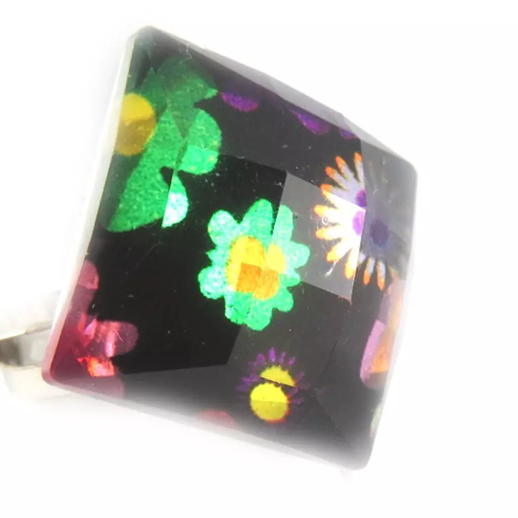 les trésors de lily Bague 'Liberty' tutti frutti 15x15 mm [R6949]