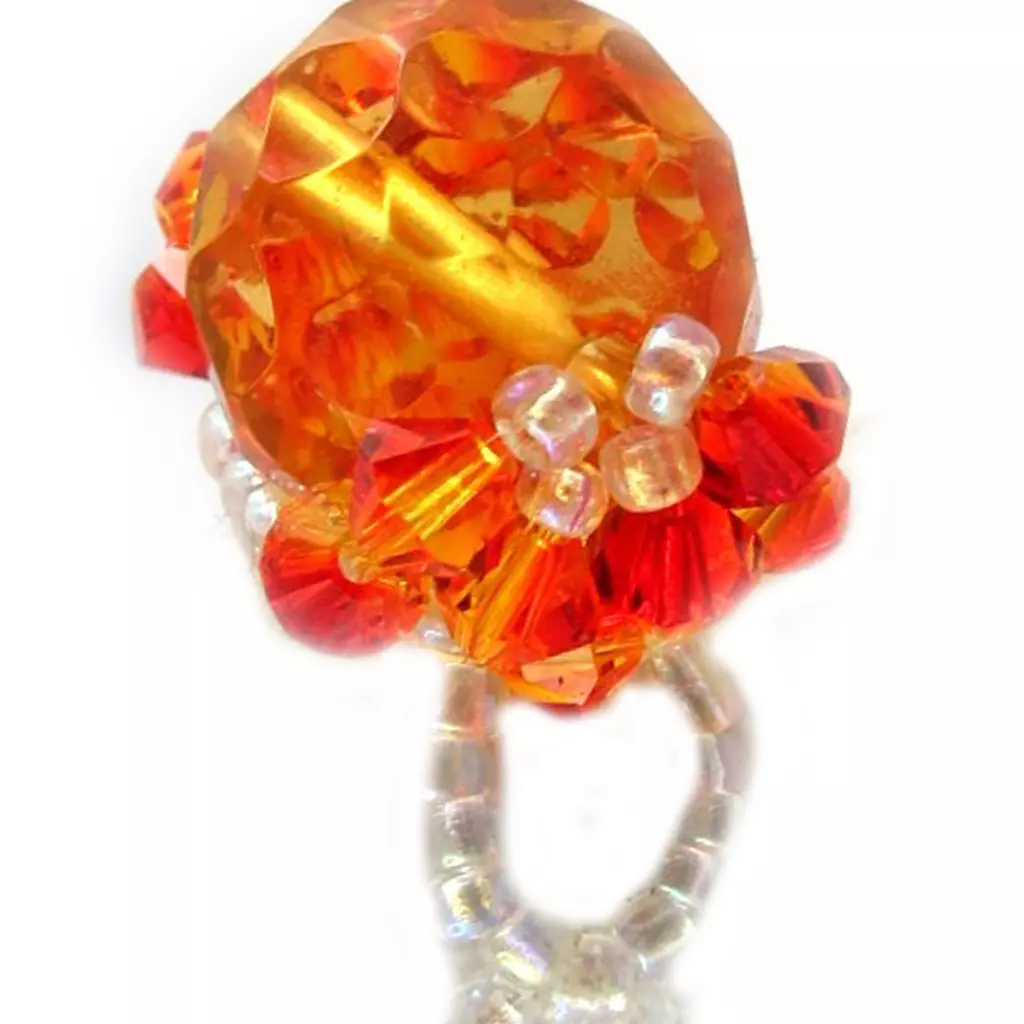 Les Trésors De Lily Bague 'Mineralia' Orange Blanc [B8832]