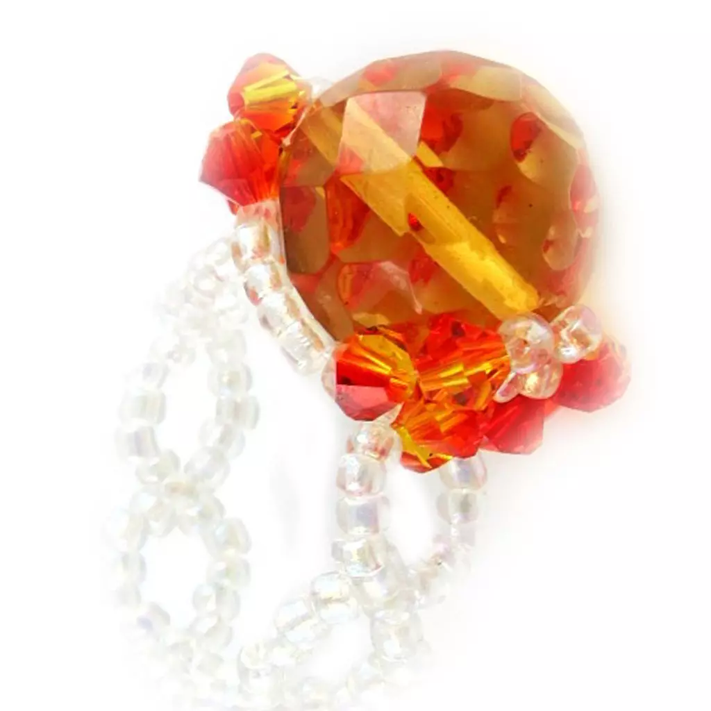 Les Trésors De Lily Bague 'Mineralia' Orange Blanc [B8832]