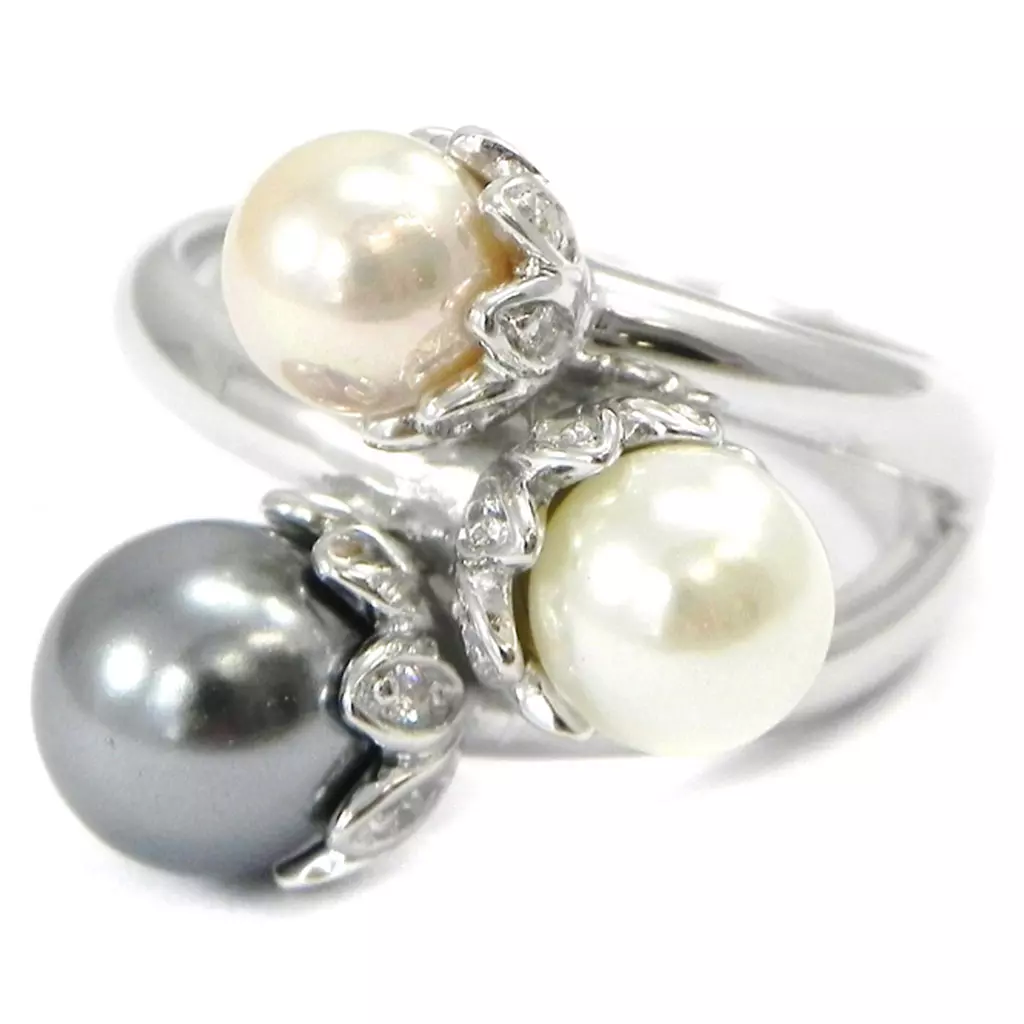 les trésors de lily Bague 'Pearl Beauty' gris blanc rose [I3230]