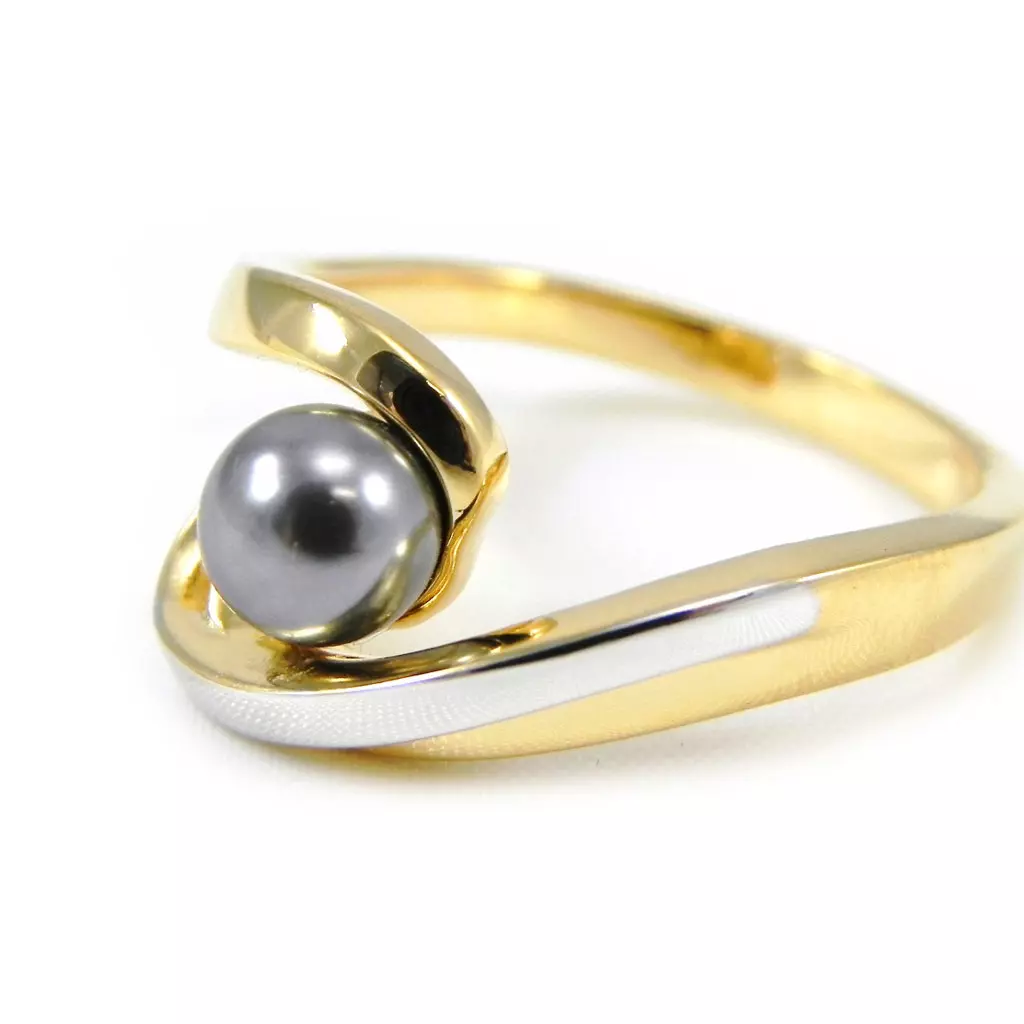 Les Trésors De Lily Bague 'Pearl Beauty' Gris Doré [G2514]