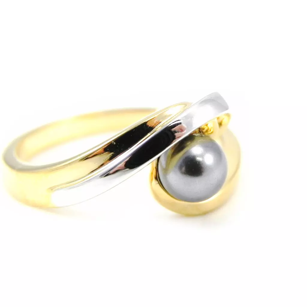 Les Trésors De Lily Bague 'Pearl Beauty' Gris Doré [G2514]