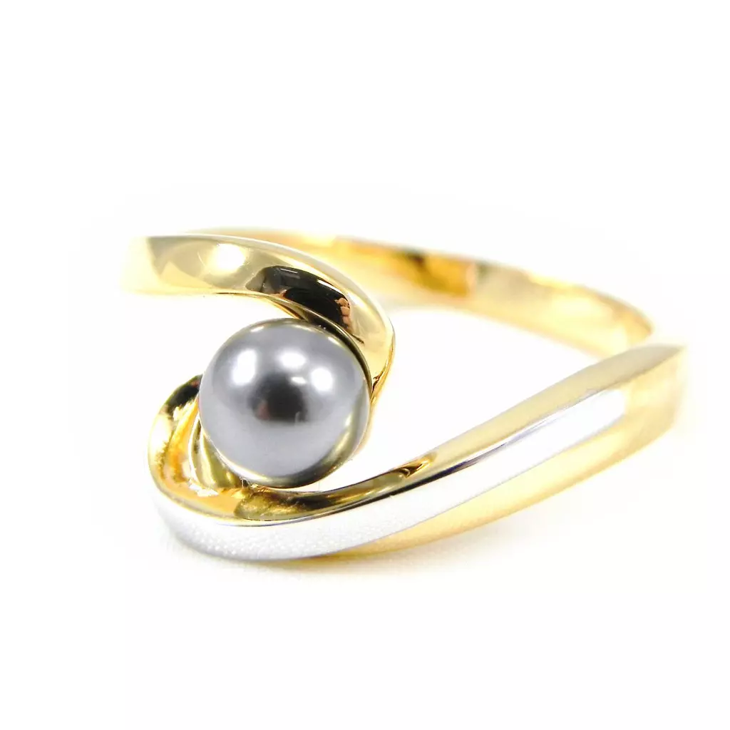 les trésors de lily Bague 'Pearl Beauty' Gris doré [G2514]