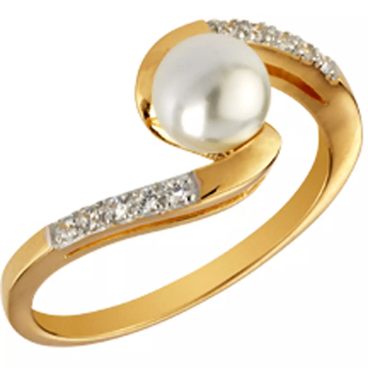 les trésors de lily Bague plaqué or 'Sissi' ivoire doré perle 6 mm [Q4834]
