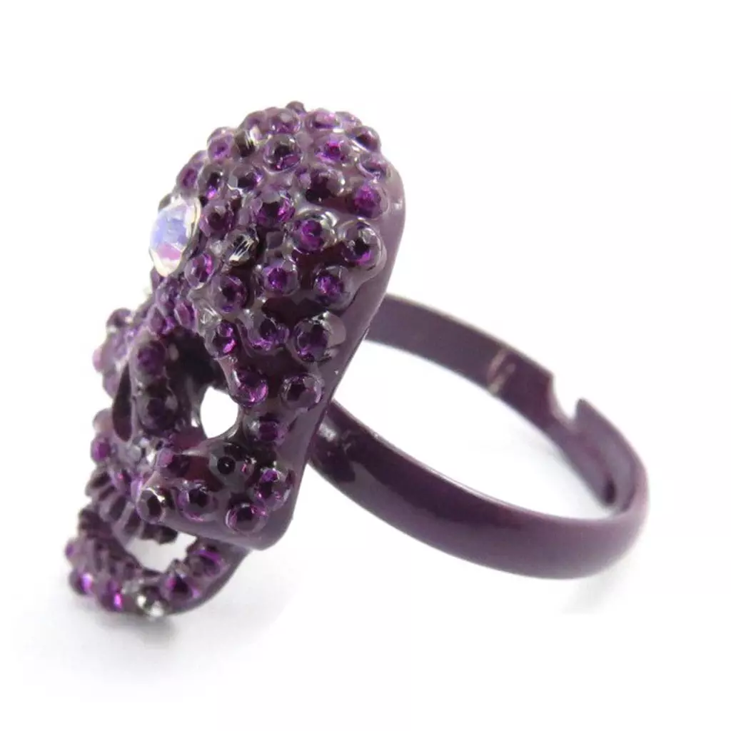 Les Trésors De Lily Bague 'Tête De Mort' Violet [J5345]